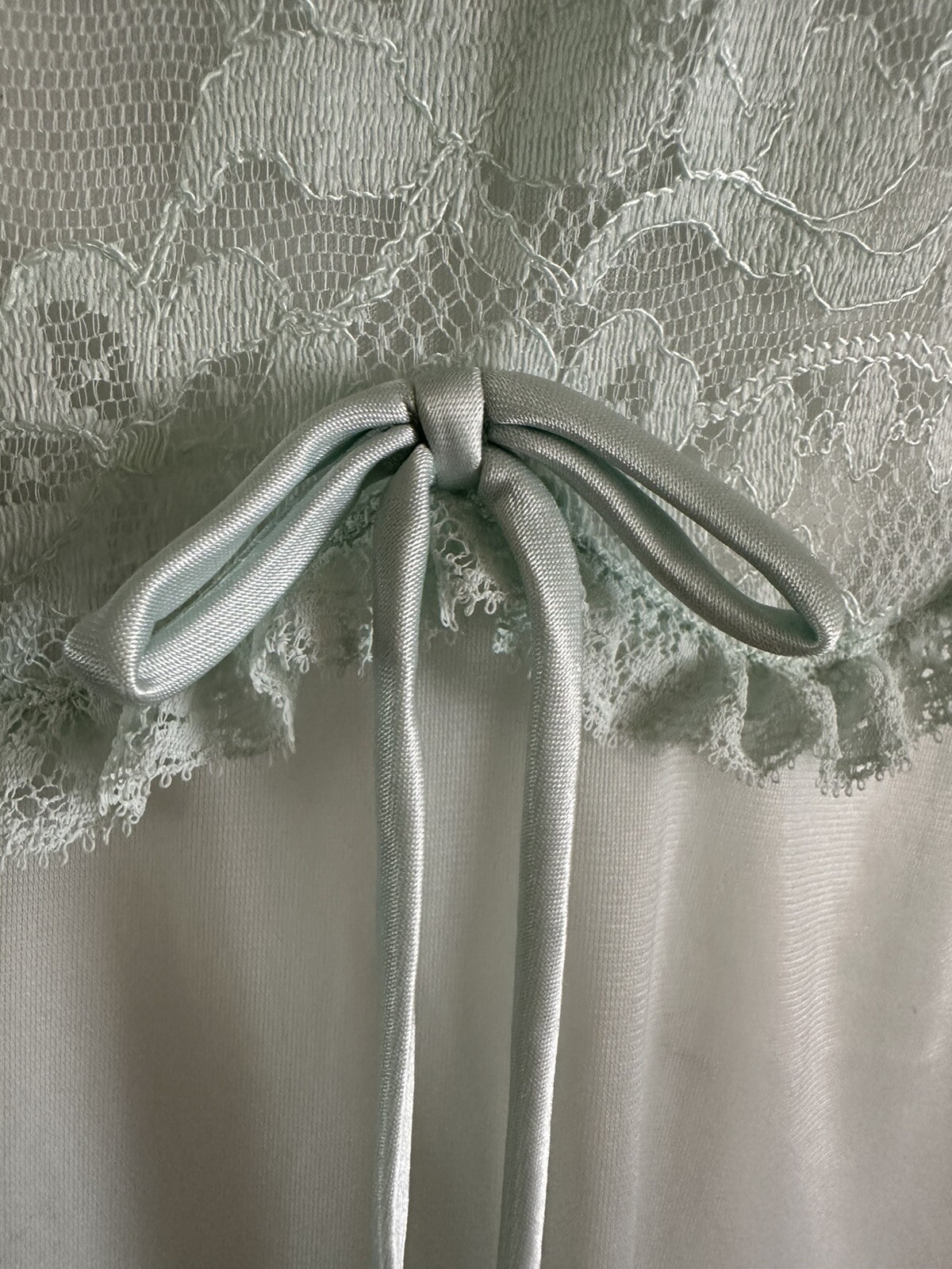 1960s Vanity Fair Mint Green Nylon Tricot Lace Nightgown Slip Dress Negligee VTG