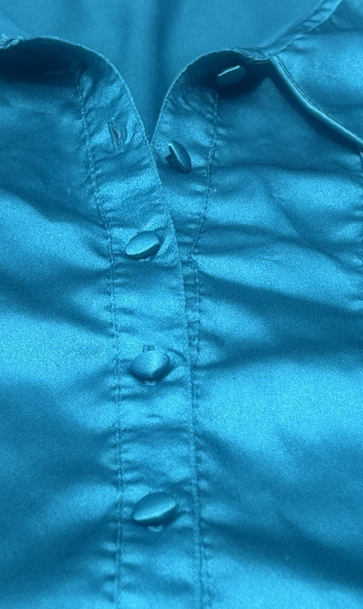 Vintage Inner Most Teal Satin Pajama Set Women’s Medium Sears Button Front