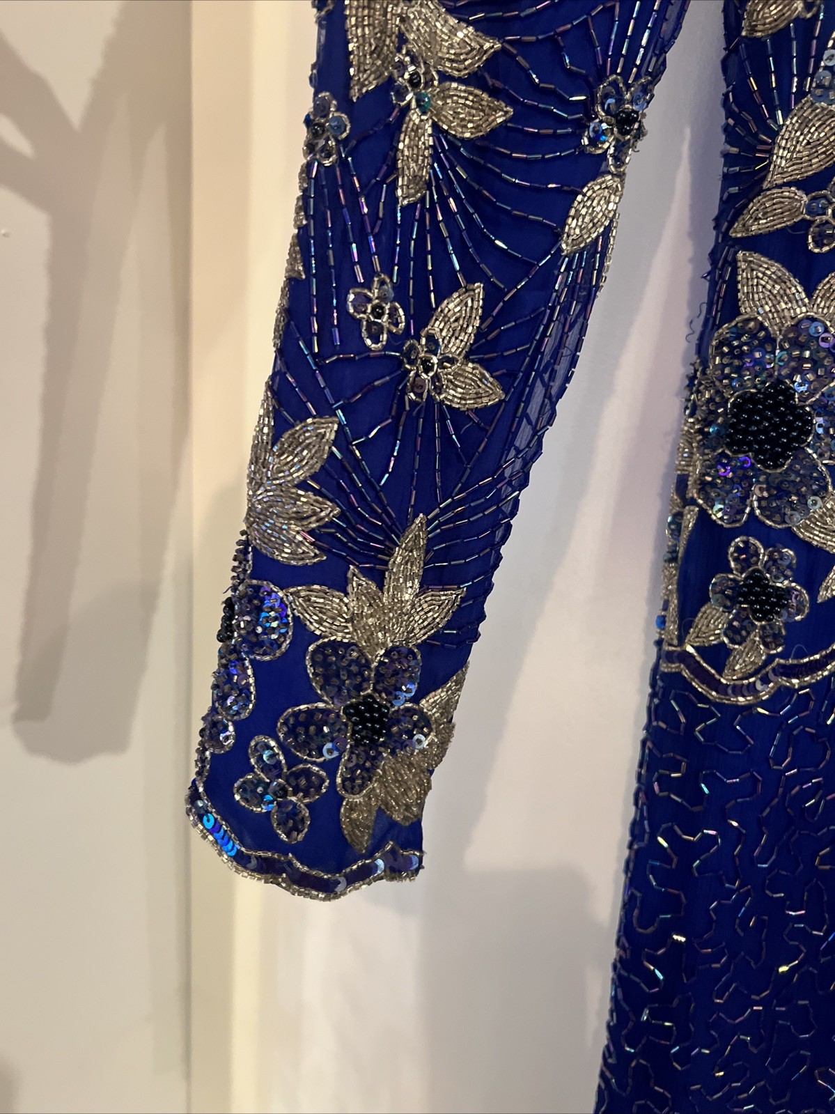 Fully Beaded Laurence Kazar Blue Evening Dress