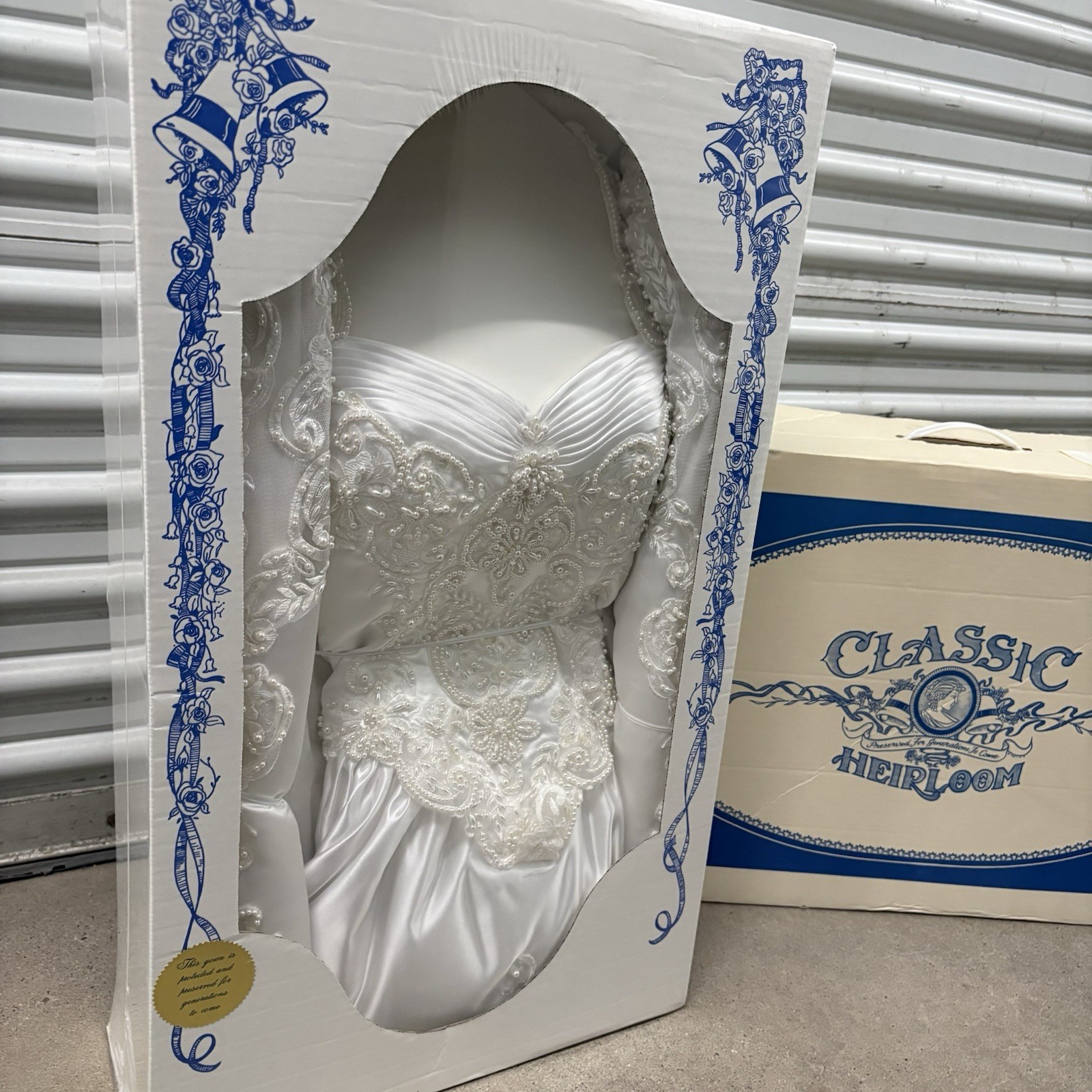 Vintage 1990s Bridal Wedding Dress Gown Victorian Style New with Original Box