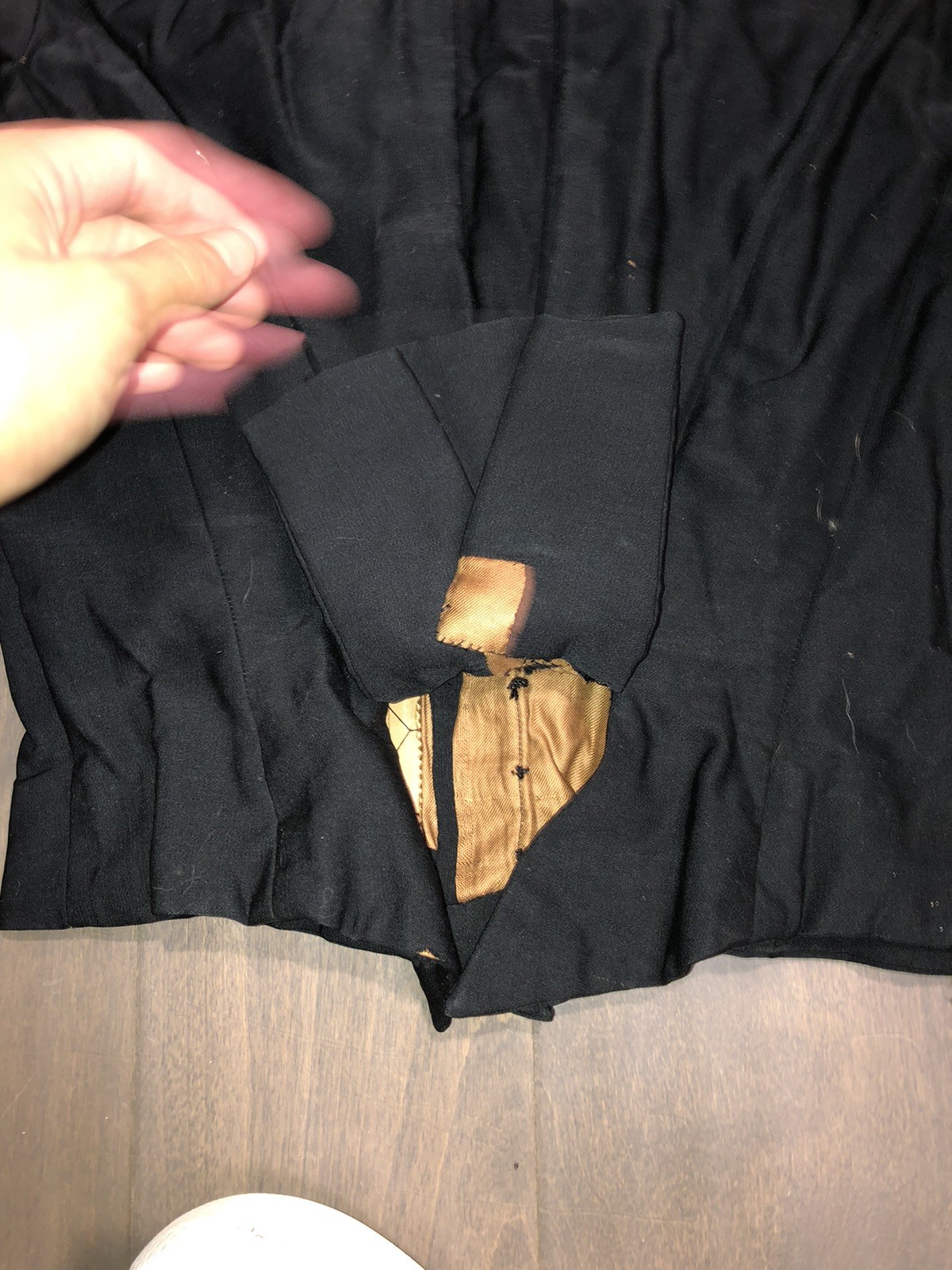 Antique Victorian Black Silk Bodice with Button Front And boning AS IS See Photo