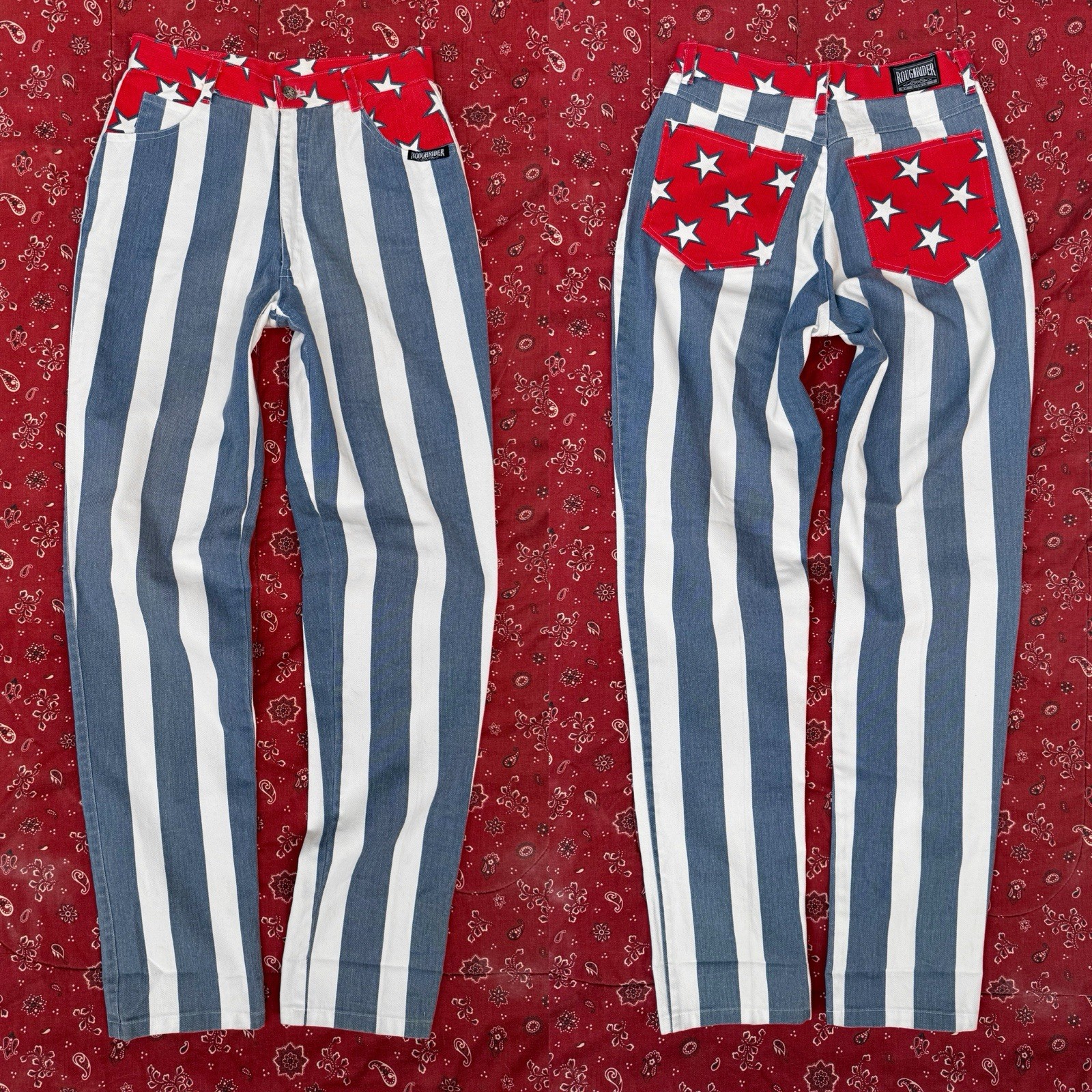 Vintage Roughriders Stars And Stripes Western Pants Women’s 9/10 27 28 USA