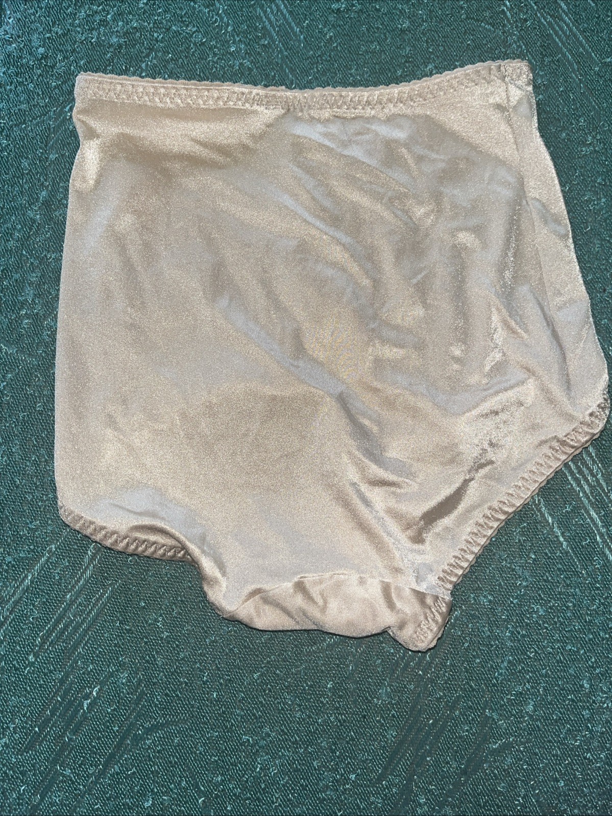 Vtg Cupid Satin Panties Medium Second Skin Beige Brief Hi Waisted Shaper Girdle