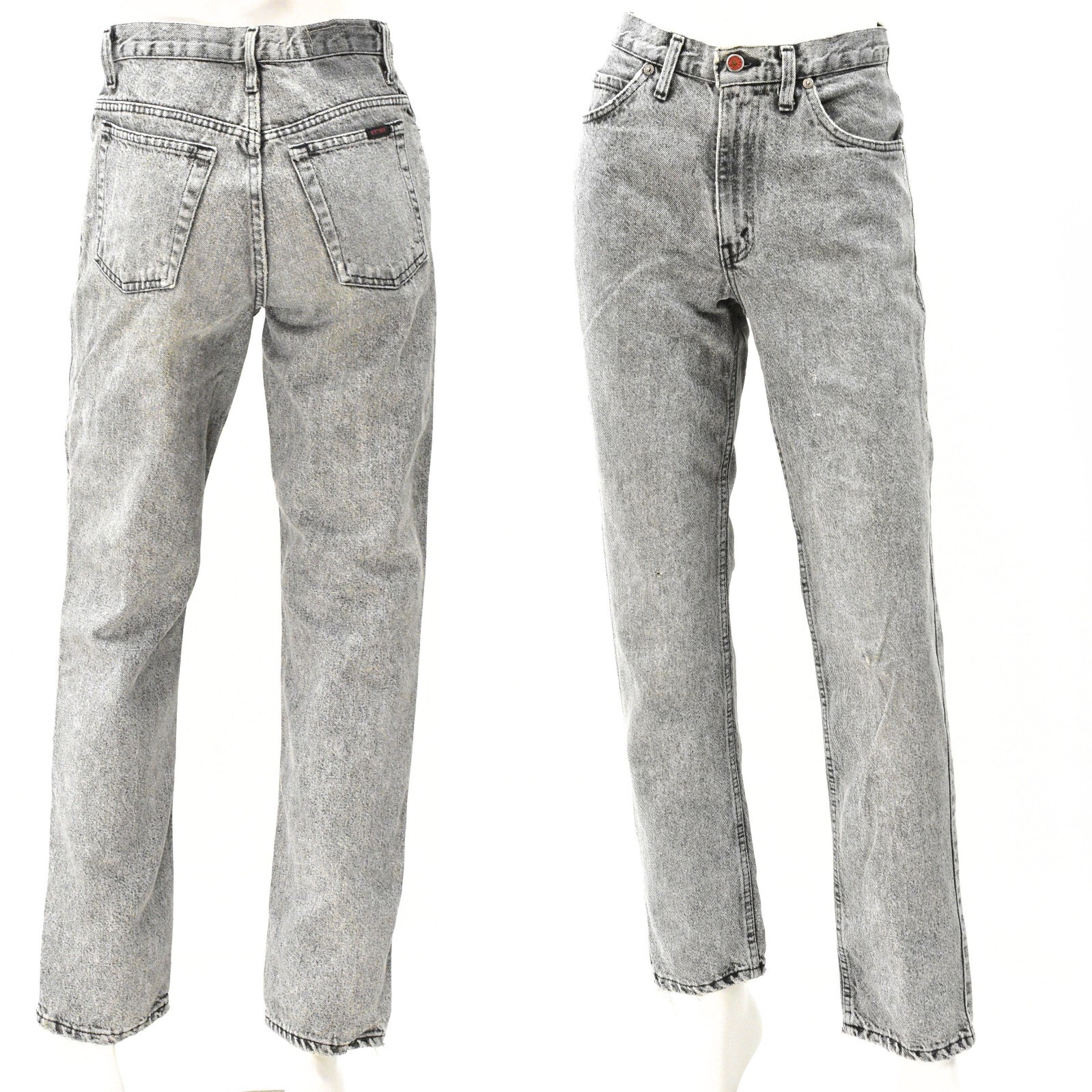 80s Vintage Jeans Black Acid Wash High Waist Straight Leg Womens 10 Brittania