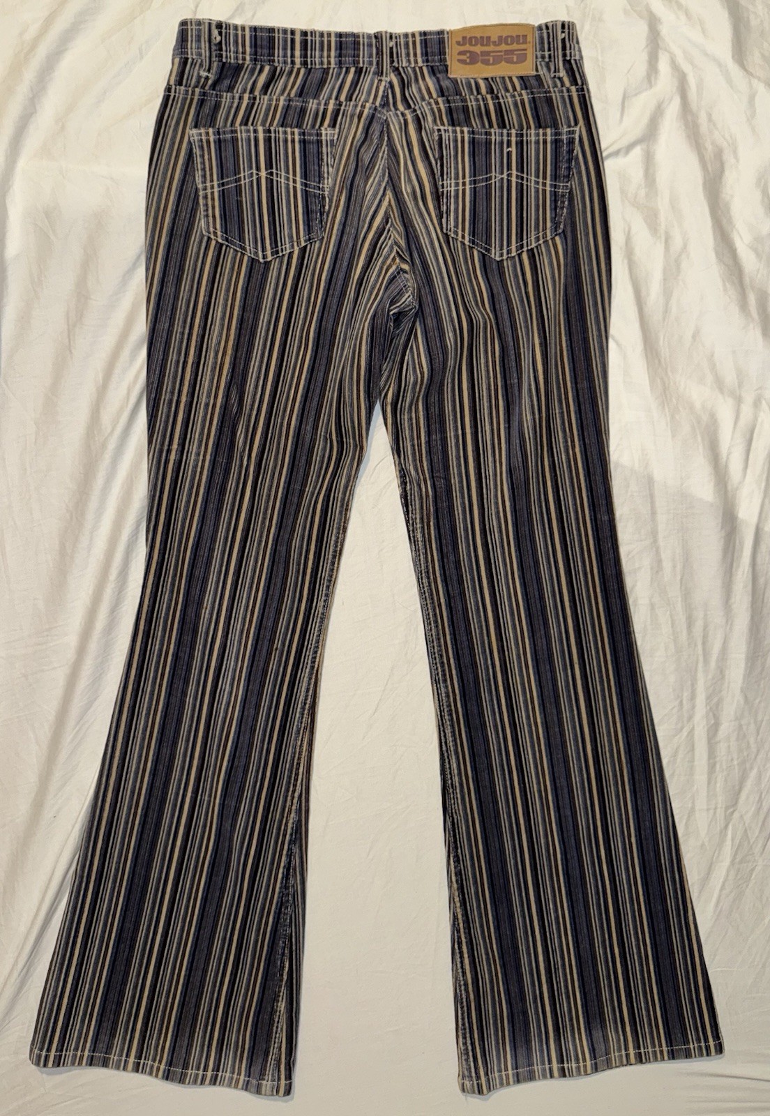 Jou Jou Women’s Vintage Flare Corduroy Low Rise Multi-Color Striped Pants Sz 5/6