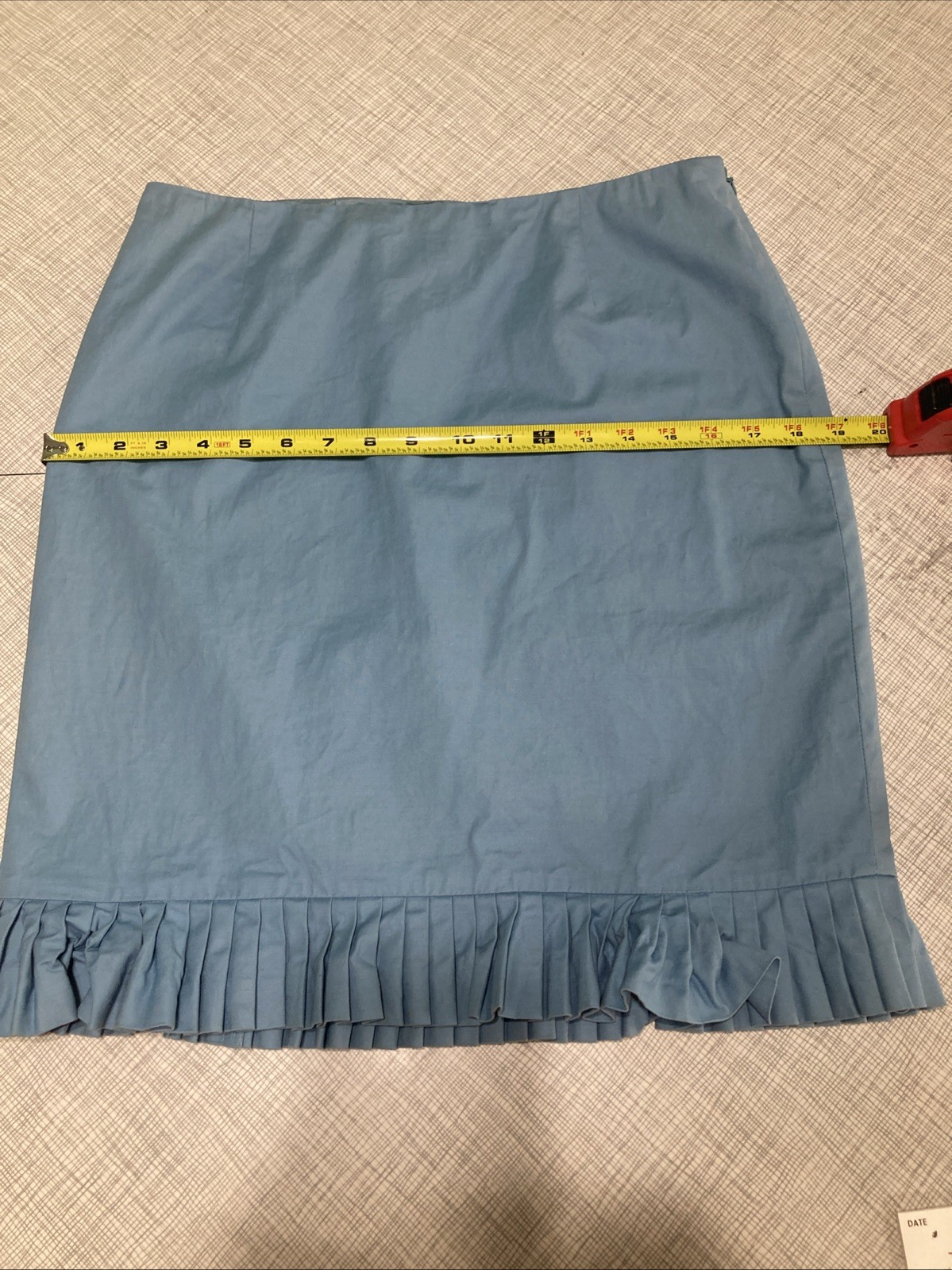 Vintage 1990s ALFANI Skirt Size 6 Light Blue Cotton Silk Blend Lined Ruffle Hem