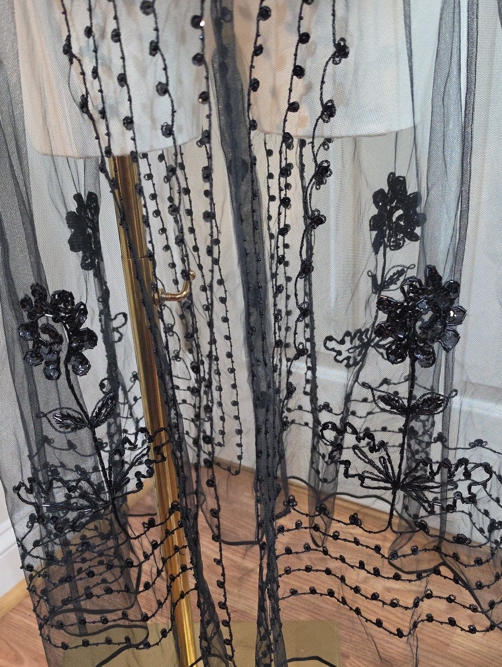 Vintage 90s Kenar Studio Hand-Beaded Sheer Mesh 2-Piece Vest & Skirt Set- Size S