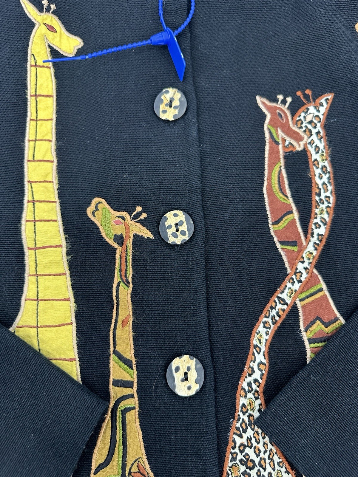 VTG Daniel K Giraffe Jacket Womans Black Artsy Safari Animal Novelty S READ