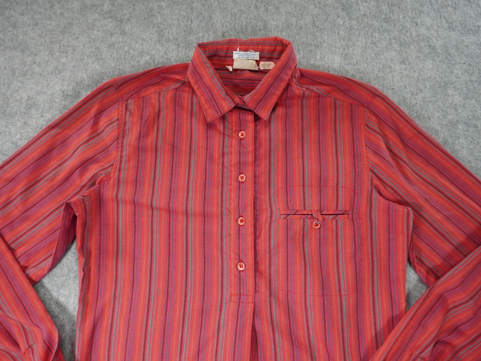 Vintage Levis Shirt Womens 8 Half Button Long Sleeve Pullover 70s Chambray