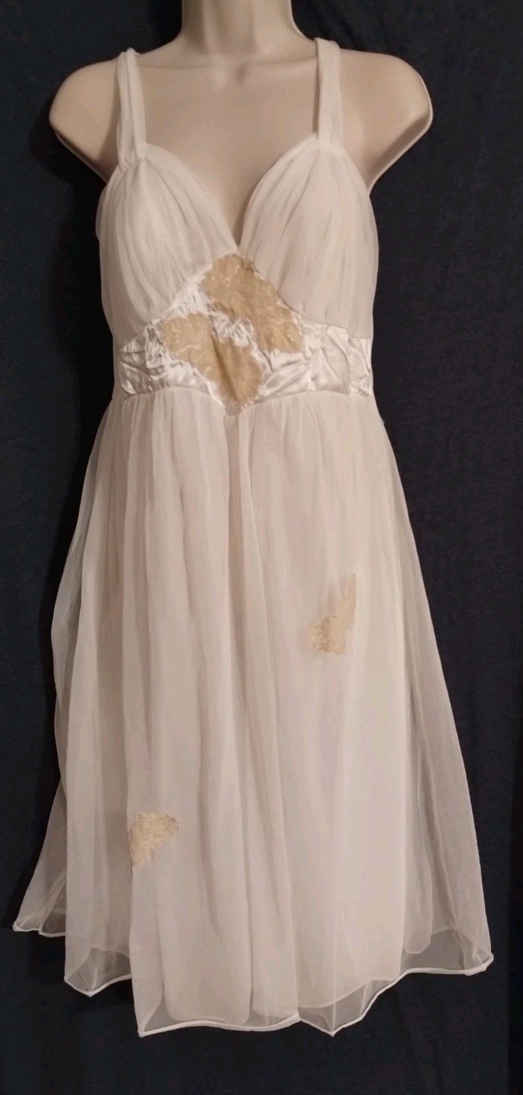 Vintage Sheer Nylon Peignoir Nightgown Goddess Carillon Women&rsquo;s S/M Size 36