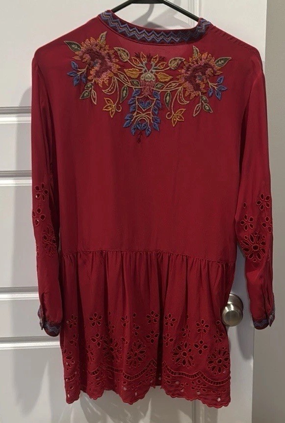 Johnny Was Workshop Embroidered Red Women&rsquo;s Top