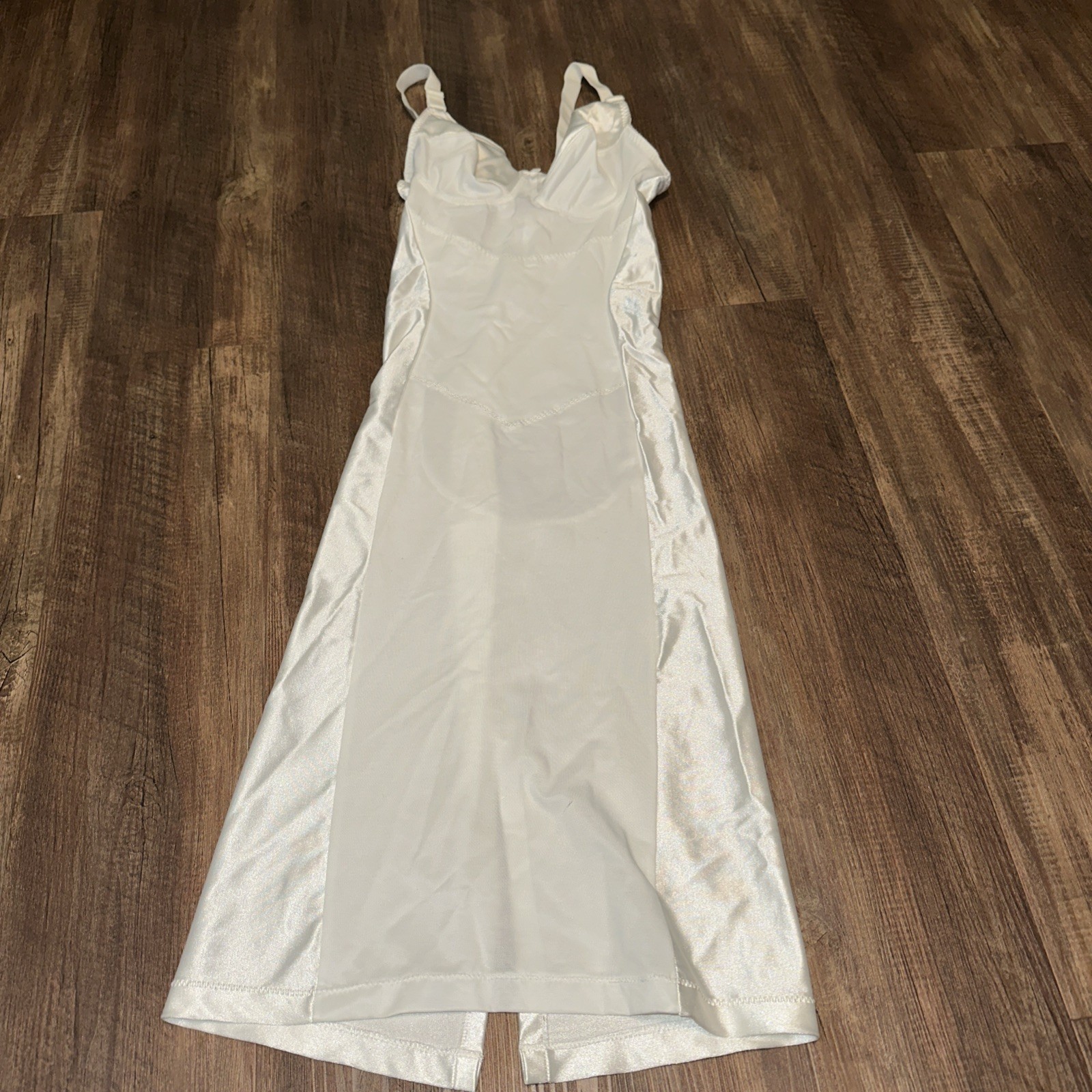 Vintage Crown-ette Shiny Shapewear Girdle Bra Long Slip Dress Shaper 36C