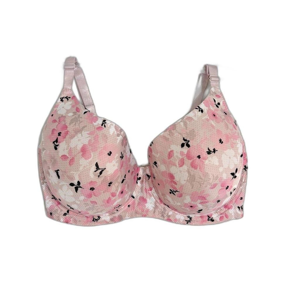 Laura Ashley Bra 40DD Lightly Lined Underwire Pink Flowers