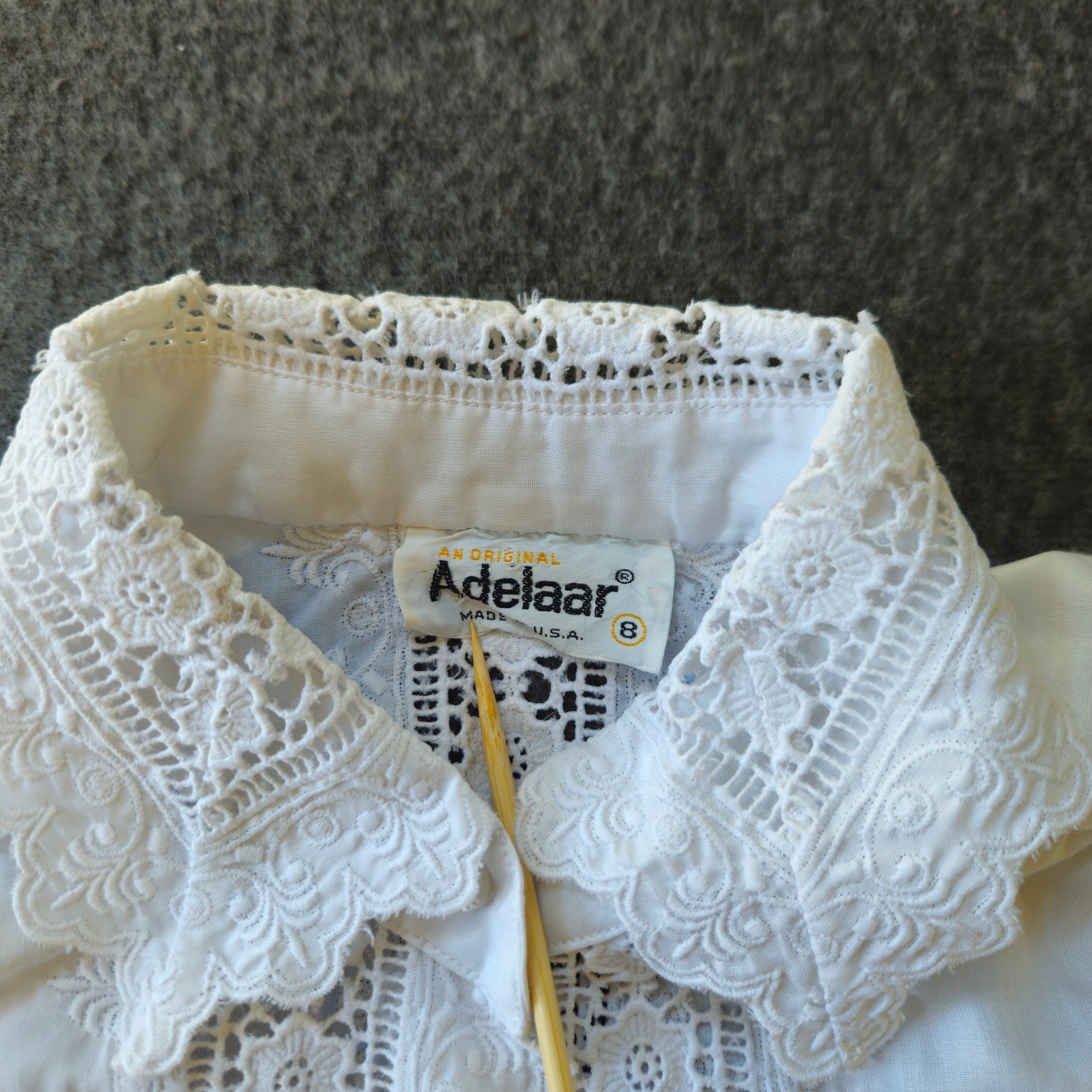 Vintage Adelaar Lace Victorian Crochet Eyelet Blouse Size 8 (Medium) Regency