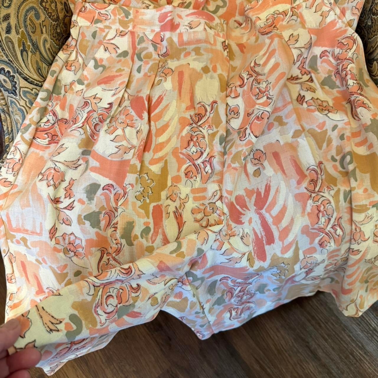 Southern Lady Vintage 3pc Skort Suit Set Blazer Tank Floral Peach Green Plus 18