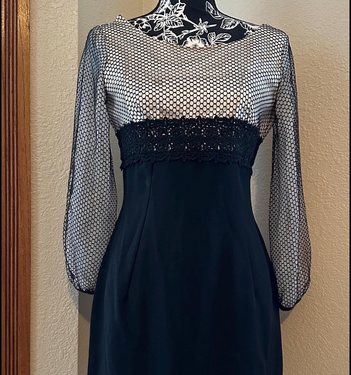 Vintage 50s/60s black white glamour mesh dress Showgirl hollywood marilyn monroe