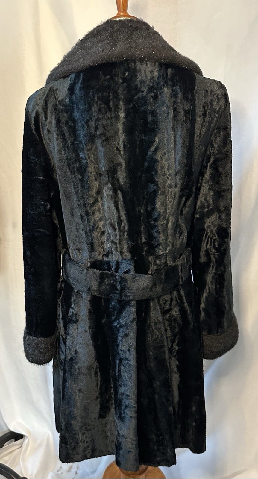 Vintage Graff CaliforniaWare Commuter Black Faux Fur Jacket Sz S