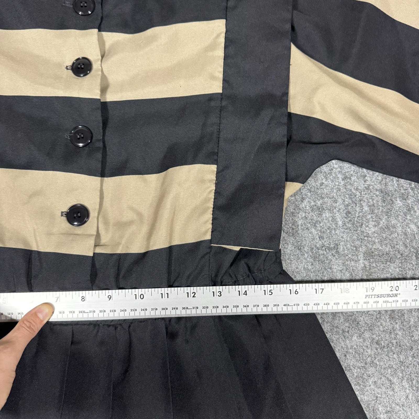 Vintage-Inspired Black & Tan Striped Pleated Dress Retro 1940 1950s ERA Size 5/6