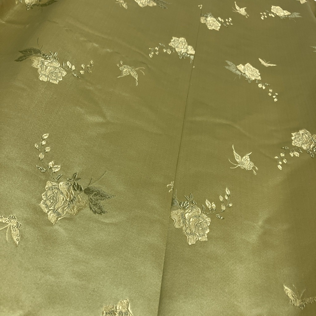 Vintage 1950s Silk Green Brocade Jacket Pant set Dynasty Hong Kong British Sz S