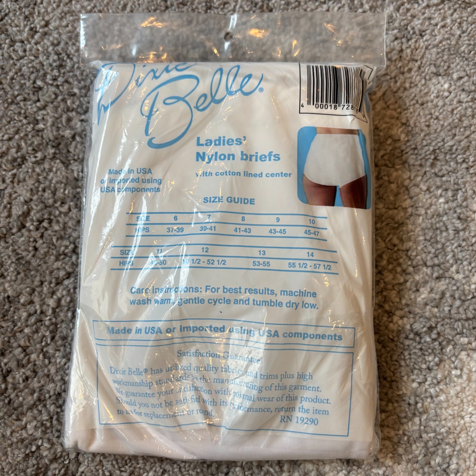 Vintage Dixie Belle Ladies Nylon Briefs 2 Pair Panties Sz 11 Sealed White Granny
