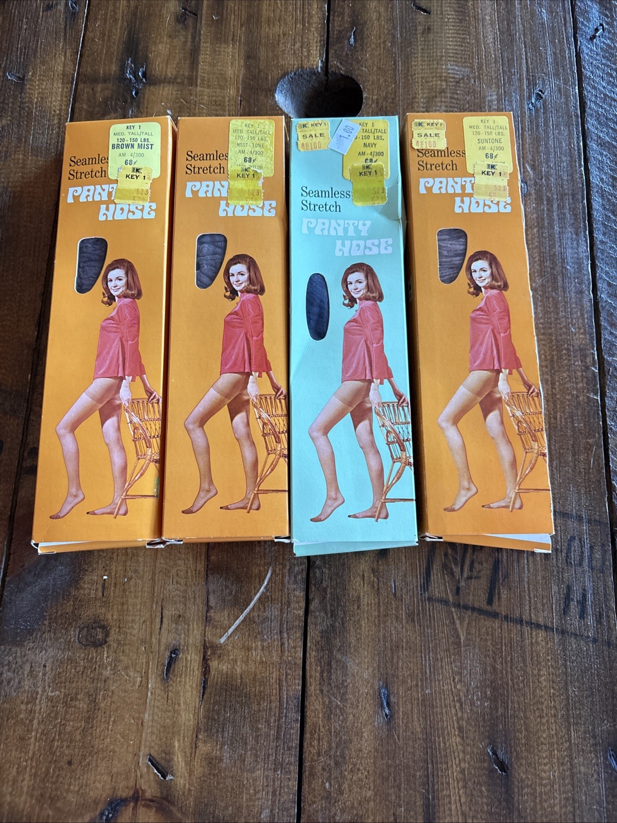 4 Vintage 1960s Kmart Seamless Pantyhose Medium Tall/Tall Brown Mist….