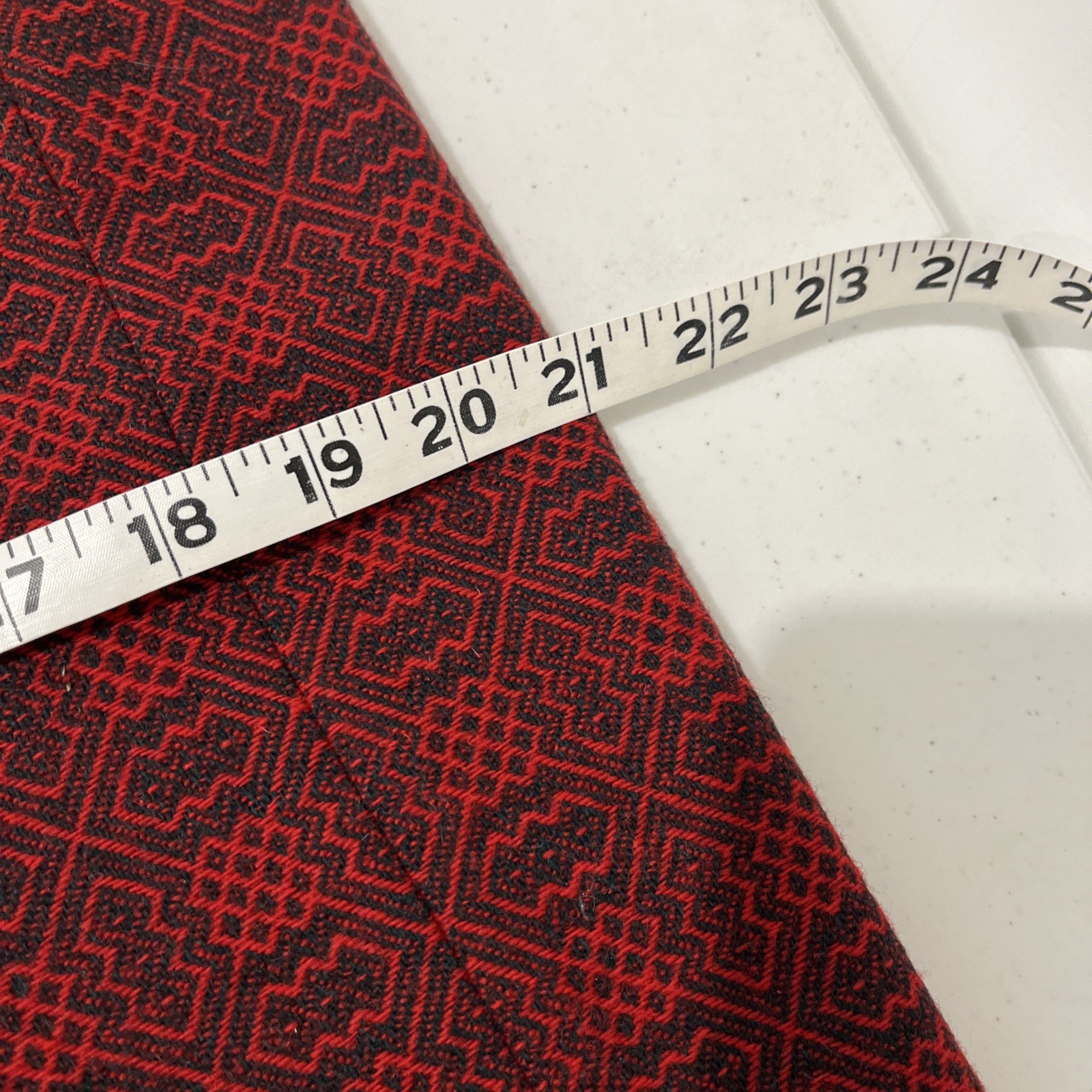 Vintage Cullinane Holiday Red Green Long Wool Pleated Skirt w/Velvet Trim Sz. 12