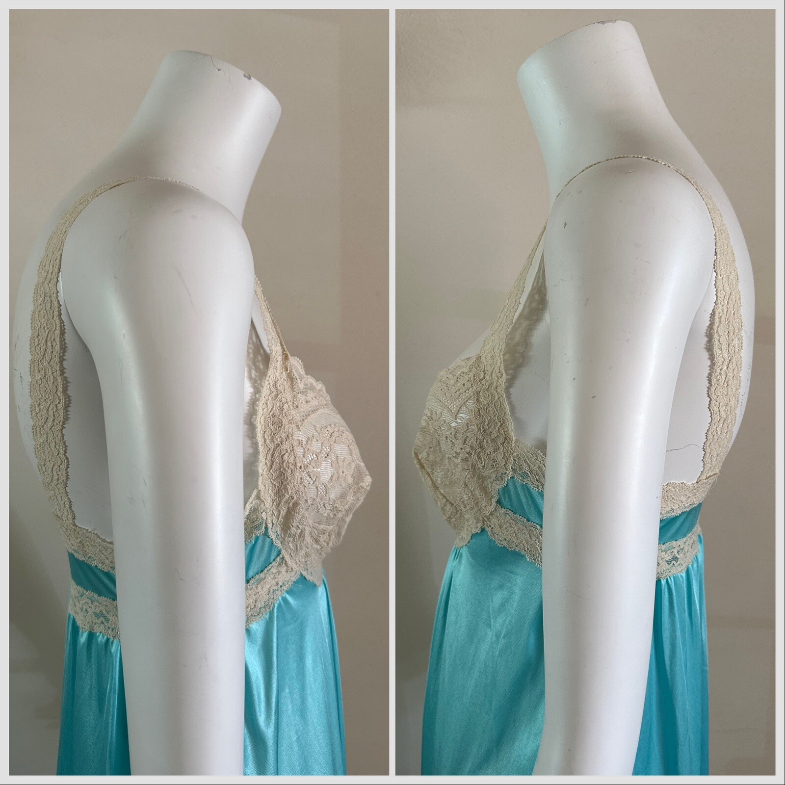 1970s Miss Elaine 2 Pc Lace Bed Jacket Negligee Nightgown Boho Hostess Gown VTG