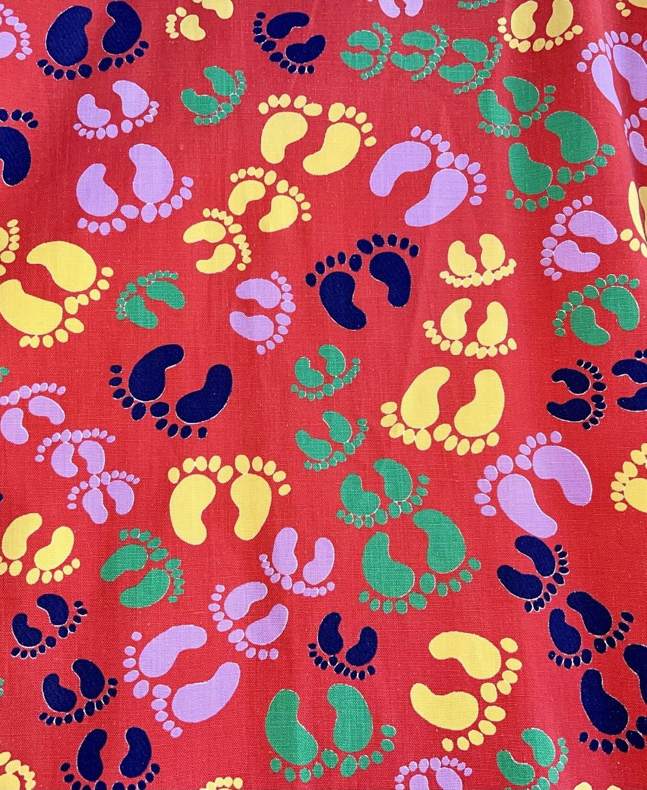 Vintage 1970’s Multi Color Hang Ten Feet Print Cotton Canvas Woman&rsquo;s Robe L