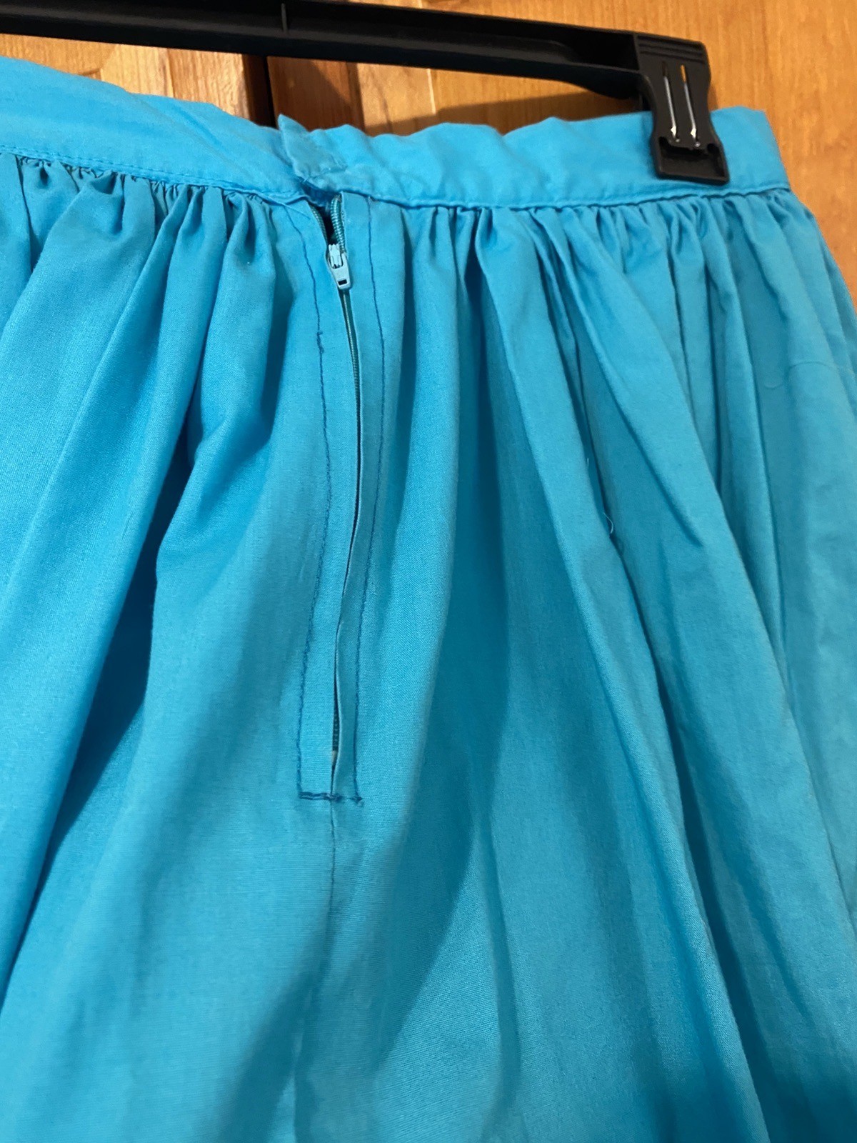 HANDMADE SQUARE DANCE SKIRT RUFFLES SEQUINS VINTAGE UNIQUE AQUA BLUE WHITE RUFFL