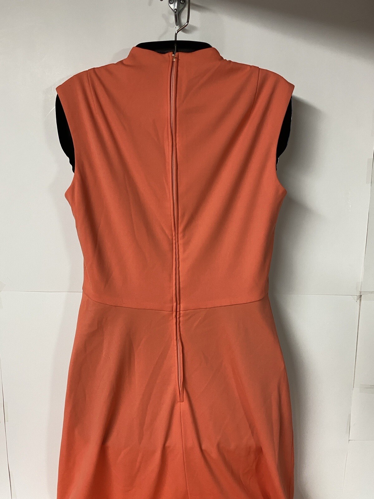 Anne Fogarty 1970s Orange Peek A Boo V-Neck Sleeveless Dress Size 12