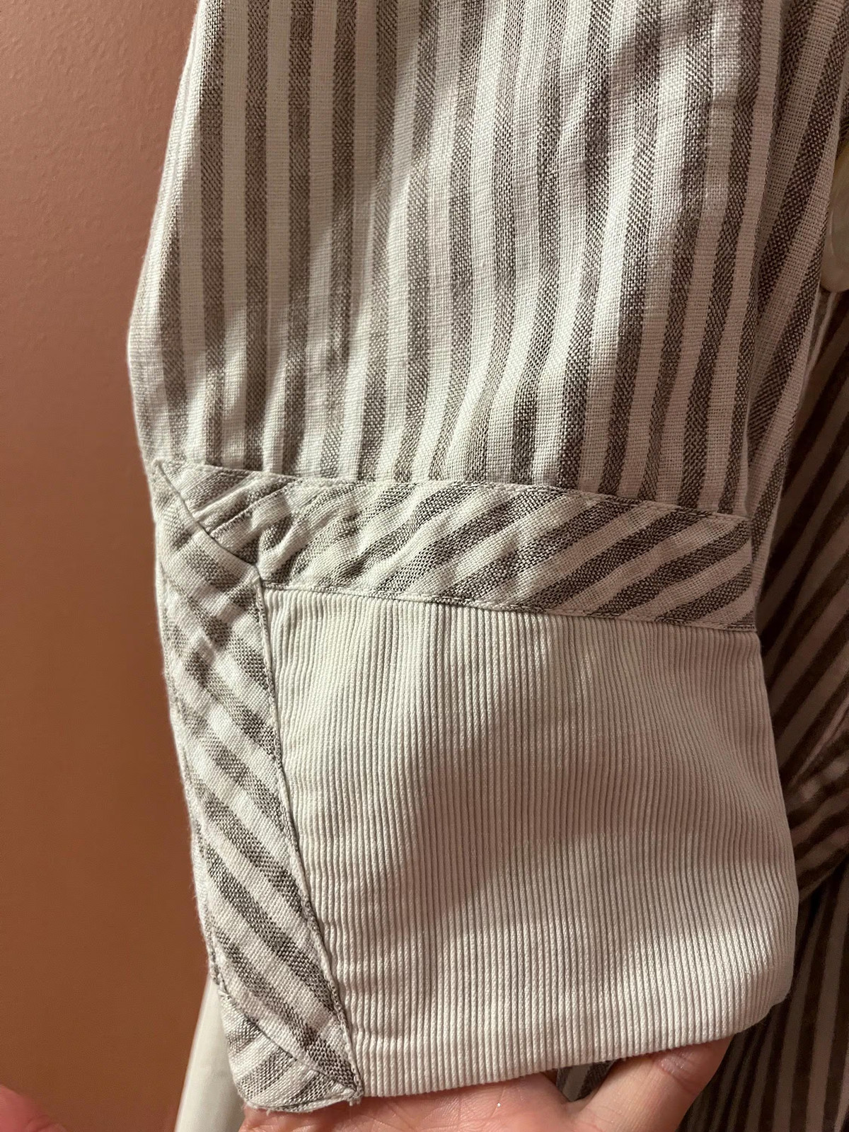VICTORIAN PINSTRIPED LINEN Antique Walking Suit Jacket with Mutton Sleeves