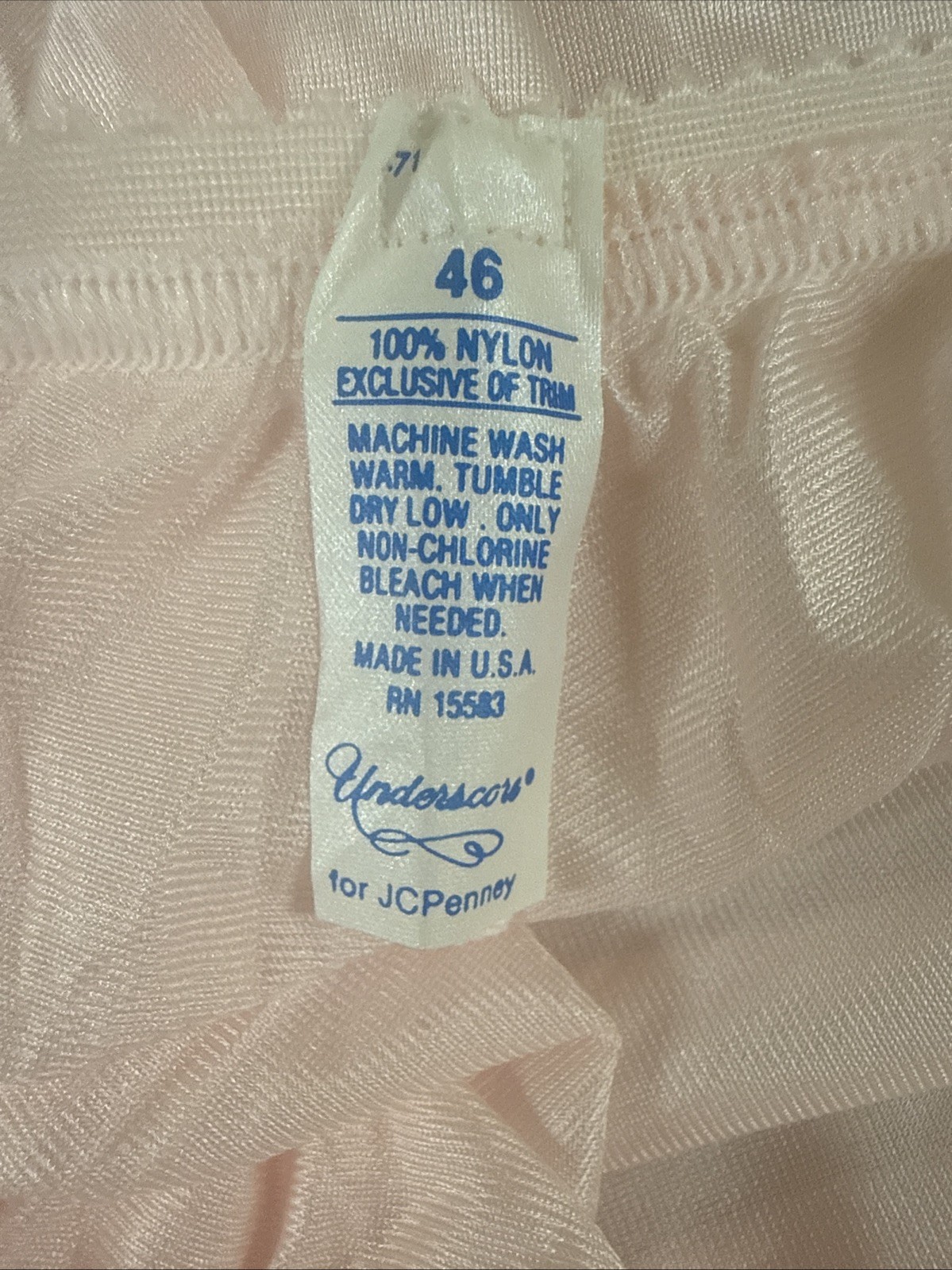 Vtg 100% Nylon Underscore Panties Pink Brief Sz Large NWOT Granny JCPenney&rsquo;s