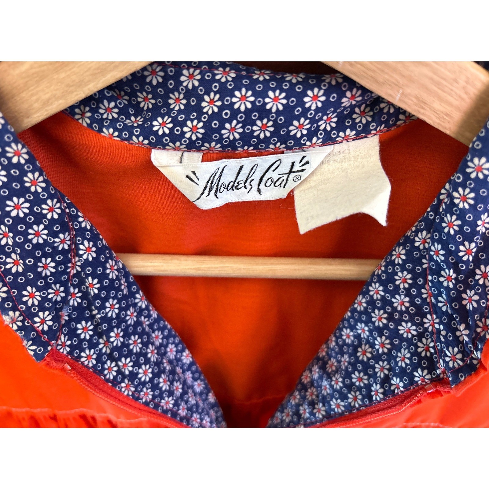Vintage 70s Models Coat House Dress Zip Front Orange Grannycore Retro Loungewear