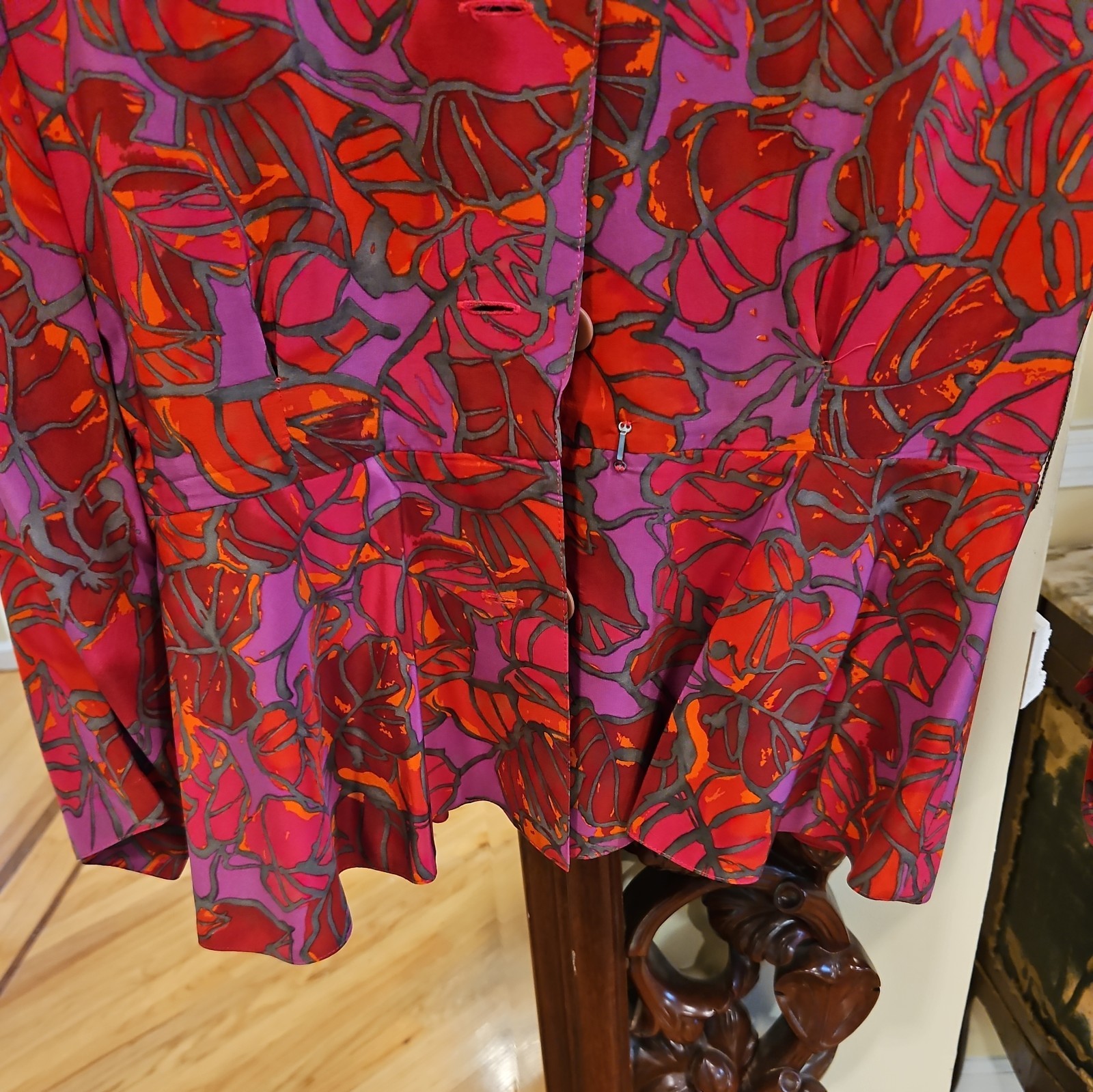 Silks by St. Gillian blouse/ jacket 100% Silk Size 14 VTG 80s Pads A5