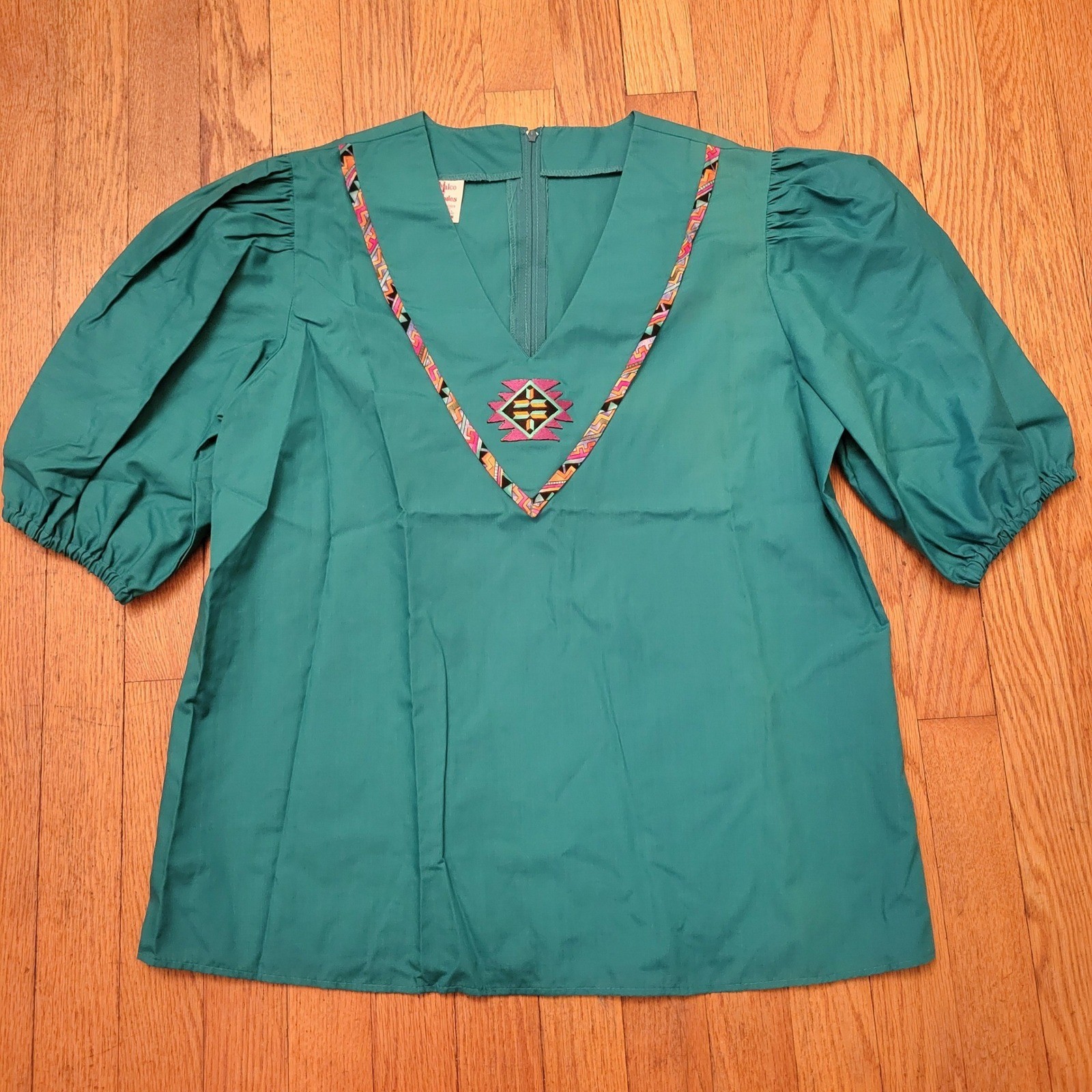 Malco Modes M Square Dance 5 Pc Teal Purple Southwestern Skirt Top Belt Hanky