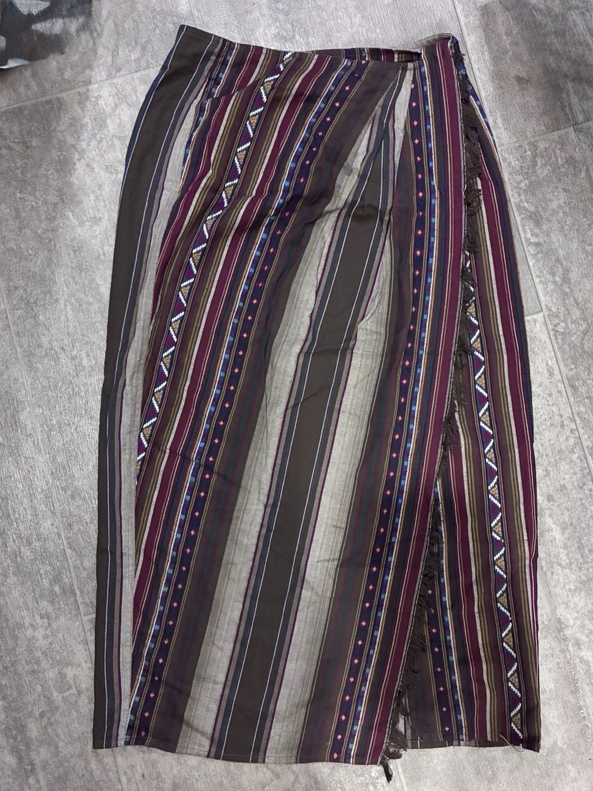 Neutral brown Western Wrap Maxi Skirt small waist 27.5” Boho Festival granola