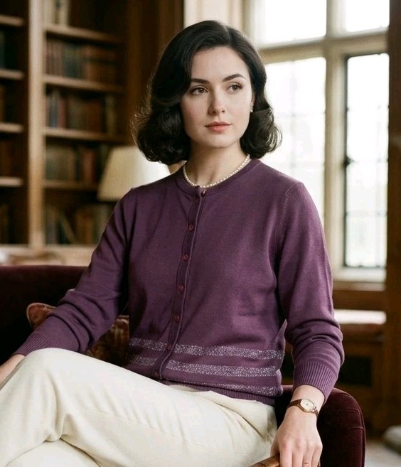 Vintage Givenchy Sport Women Button Down Classic Plum Qiana Cardigan Old Money
