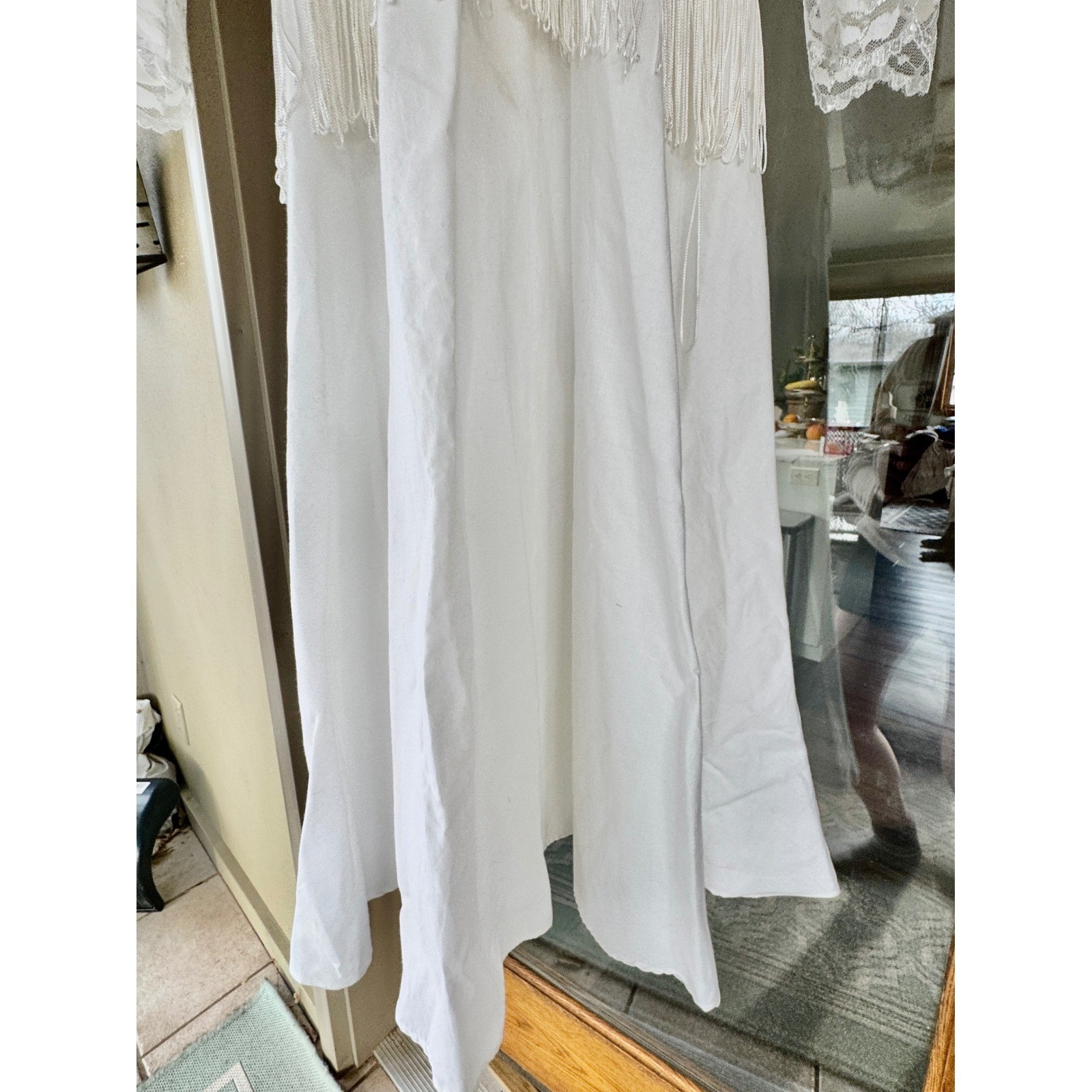 VINTAGE 80s Lilia Smitty Rodeo Fringe Dress White Ivory Western Size 5 – 6