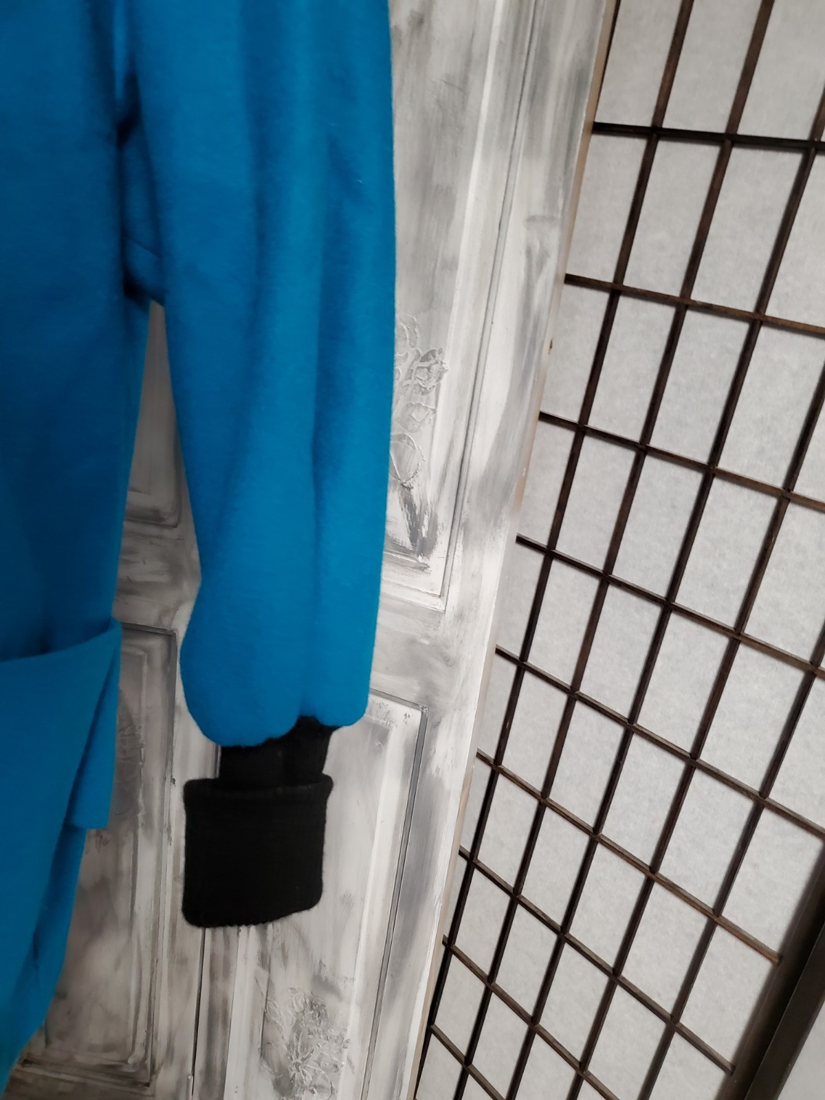 turquoise 100% Wool Casa De Lana Sweater Coat Jacket 80s Vtg M shoulder pads euc