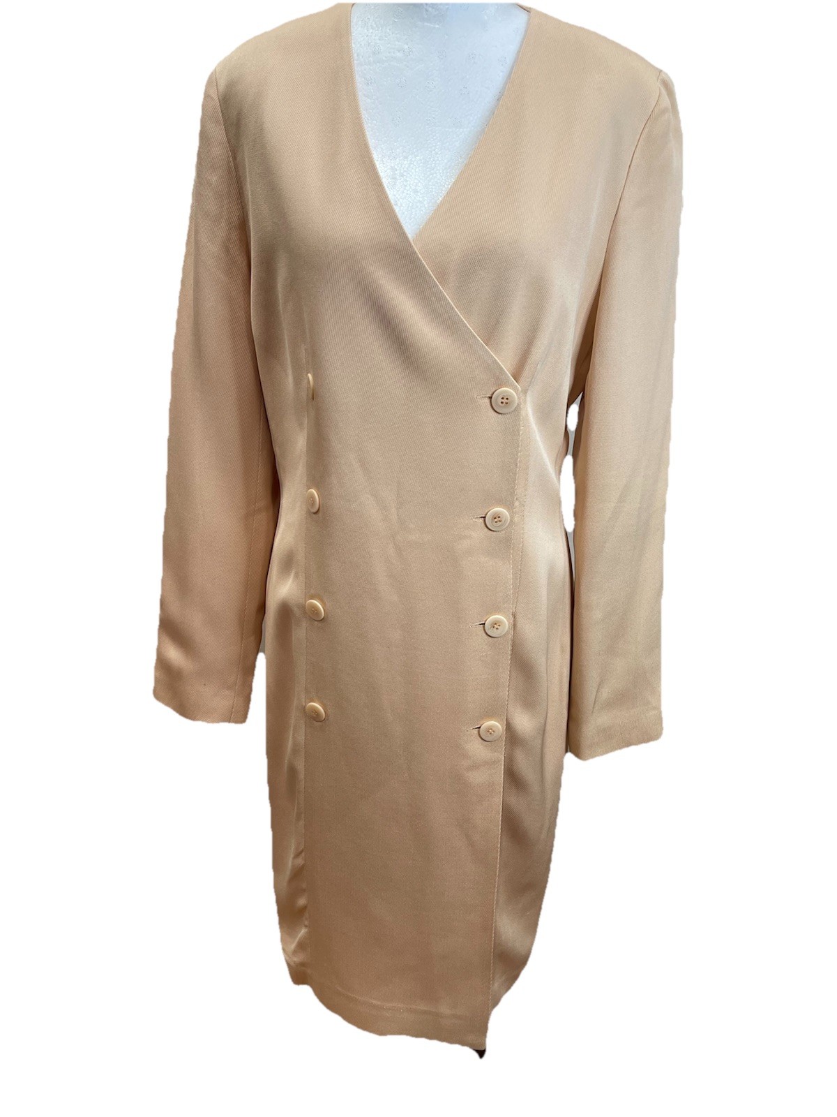 VTG Ann Taylor Double Breasted Blazer Dress Champagne Size 8-90s Minimalist