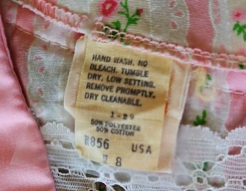 Vtg Partners Please Malco Modes Pink Dress Lace Square Dance Cottage USA Size 8