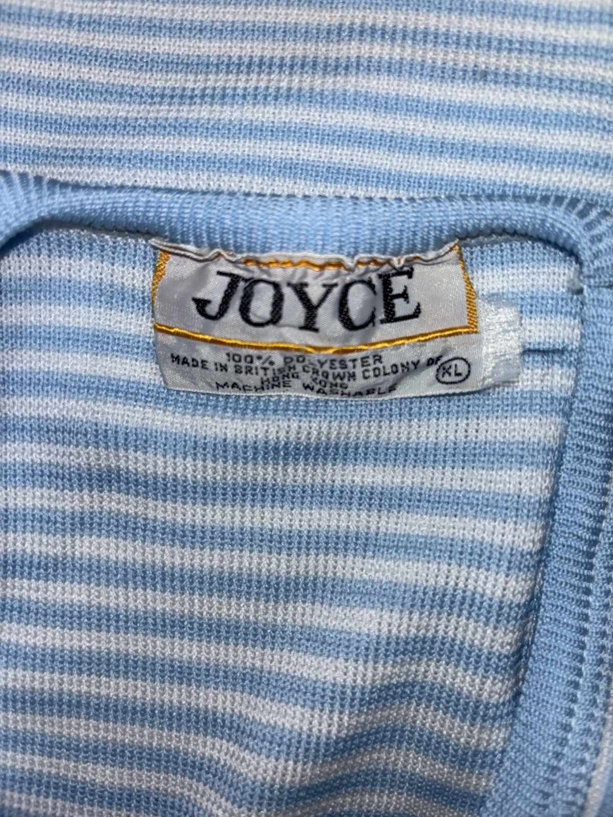 Vintage 70s Joyce Women Size XL Pullover Sleeveless Knit Top Blue/White Stripes