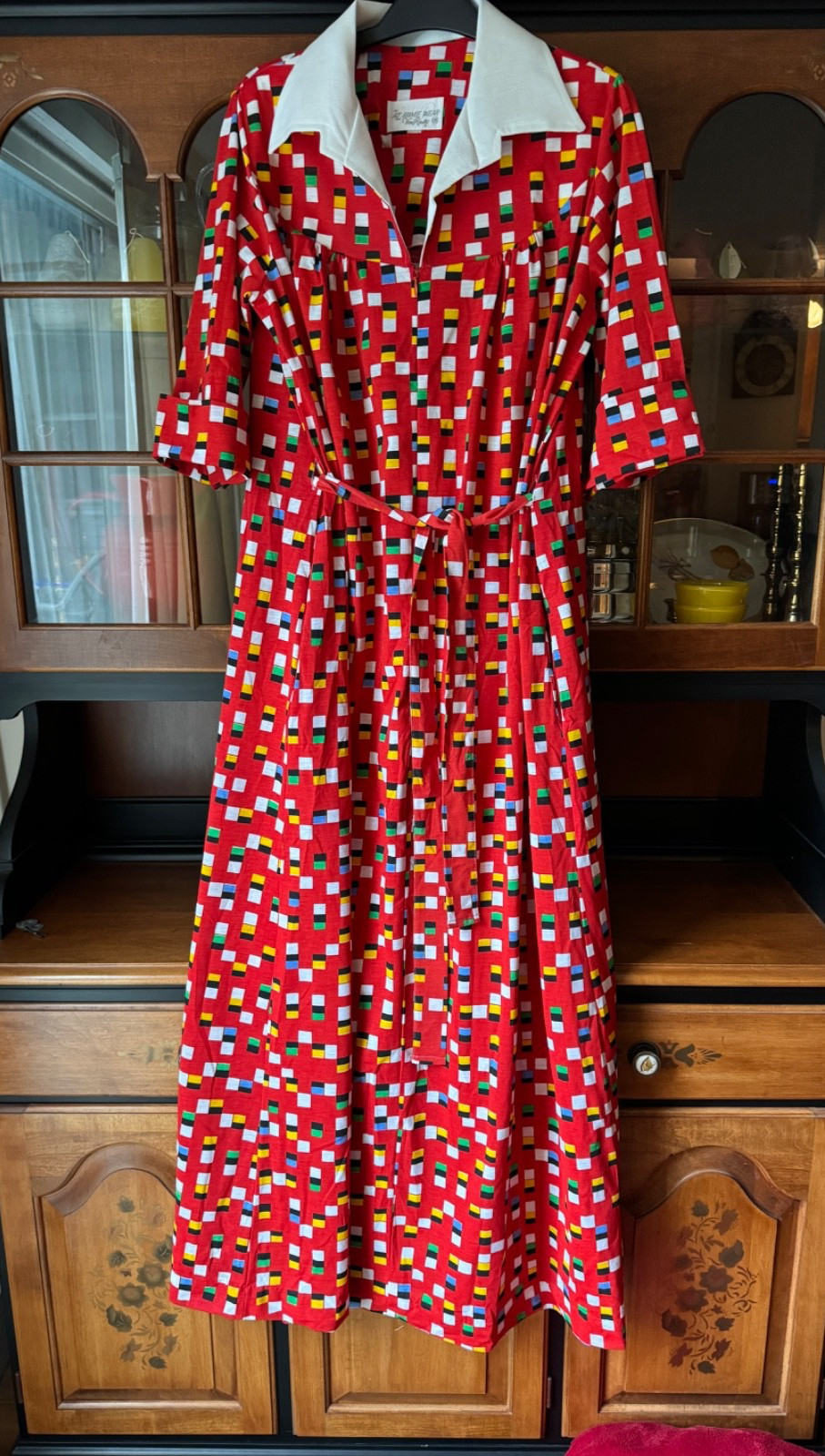 NEW Deadstock Vintage At Home Wear Van Raalte Sash Belt Mod Maxi Day Dress 16
