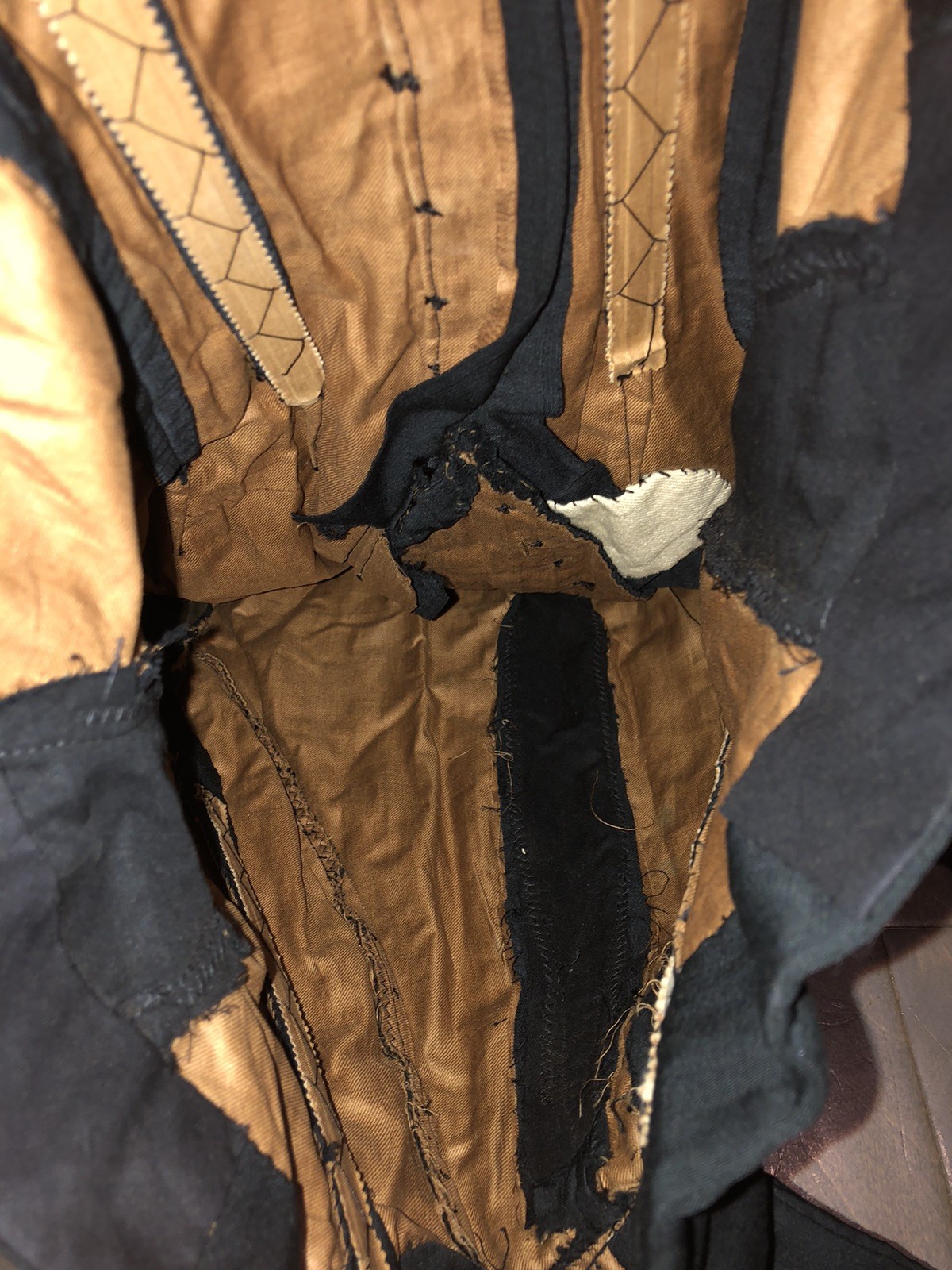 Antique Victorian Black Silk Bodice with Button Front And boning AS IS See Photo