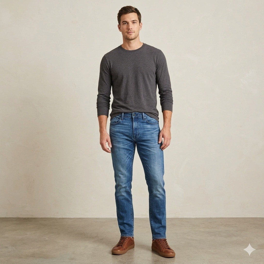 Bonobos Mens Blue Medium Wash Stretch Straight Leg Jeans 35×32 BNX-201 BLW36