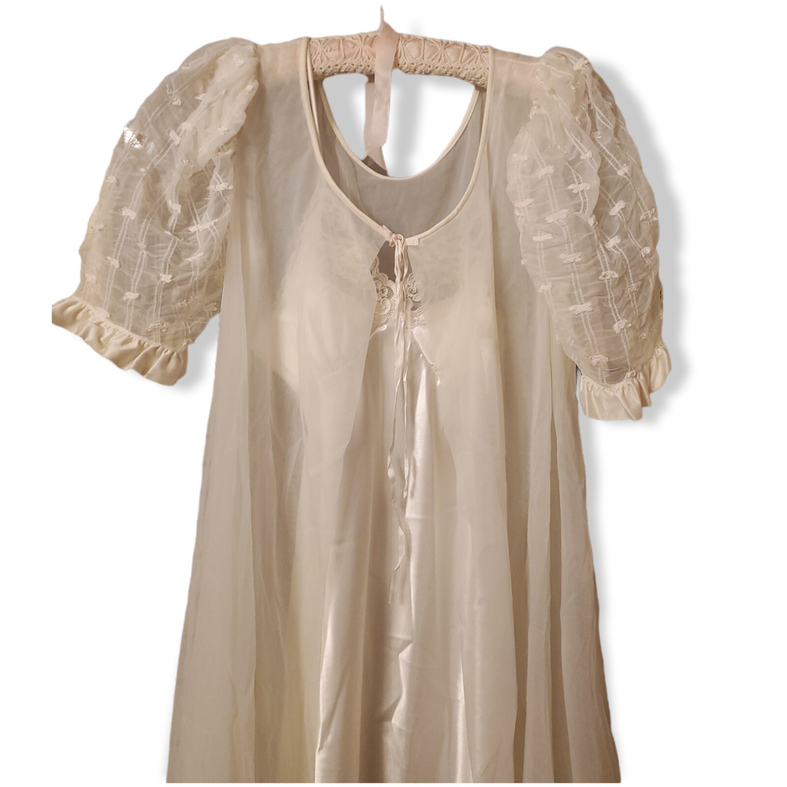 Vintage Val Mode Chiffon Full Flowy Nightgown Negligee Peignoir & Robe Set M/L