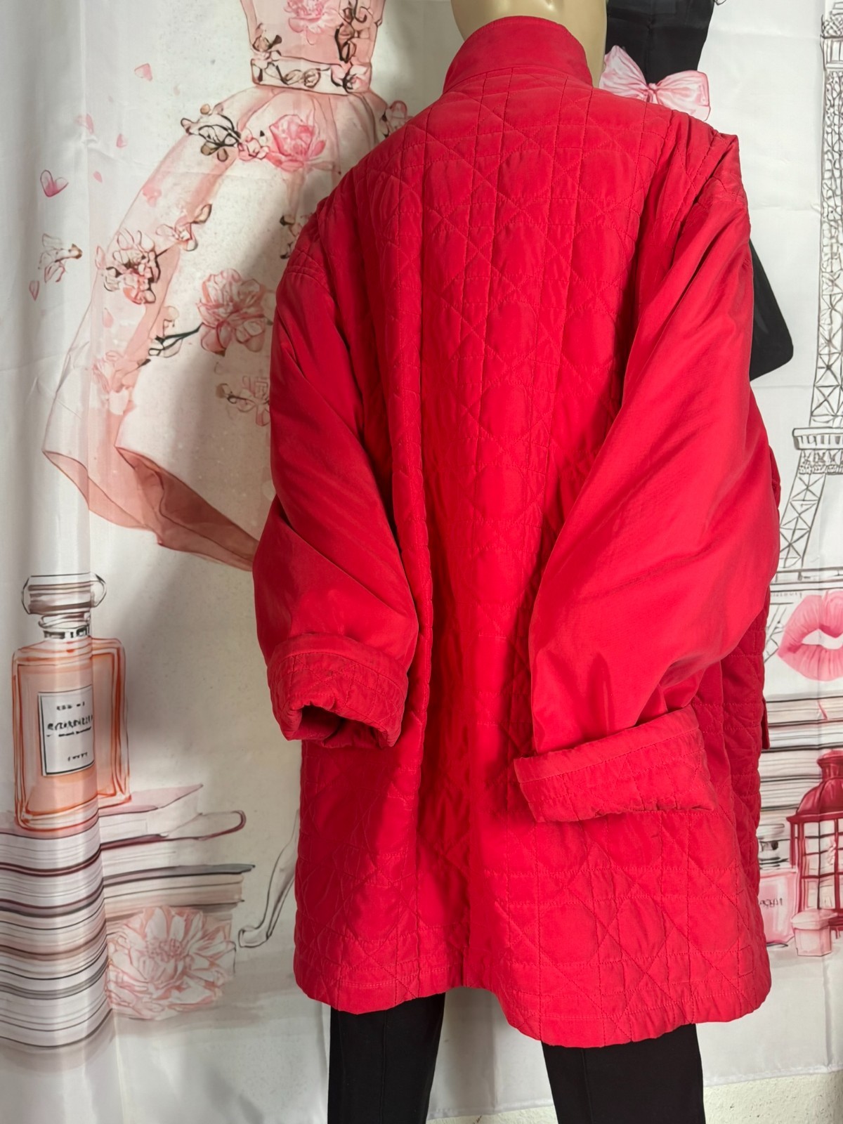 Vintage Antonette Haushofer Quilted Jacket Red Equestrian 44 46