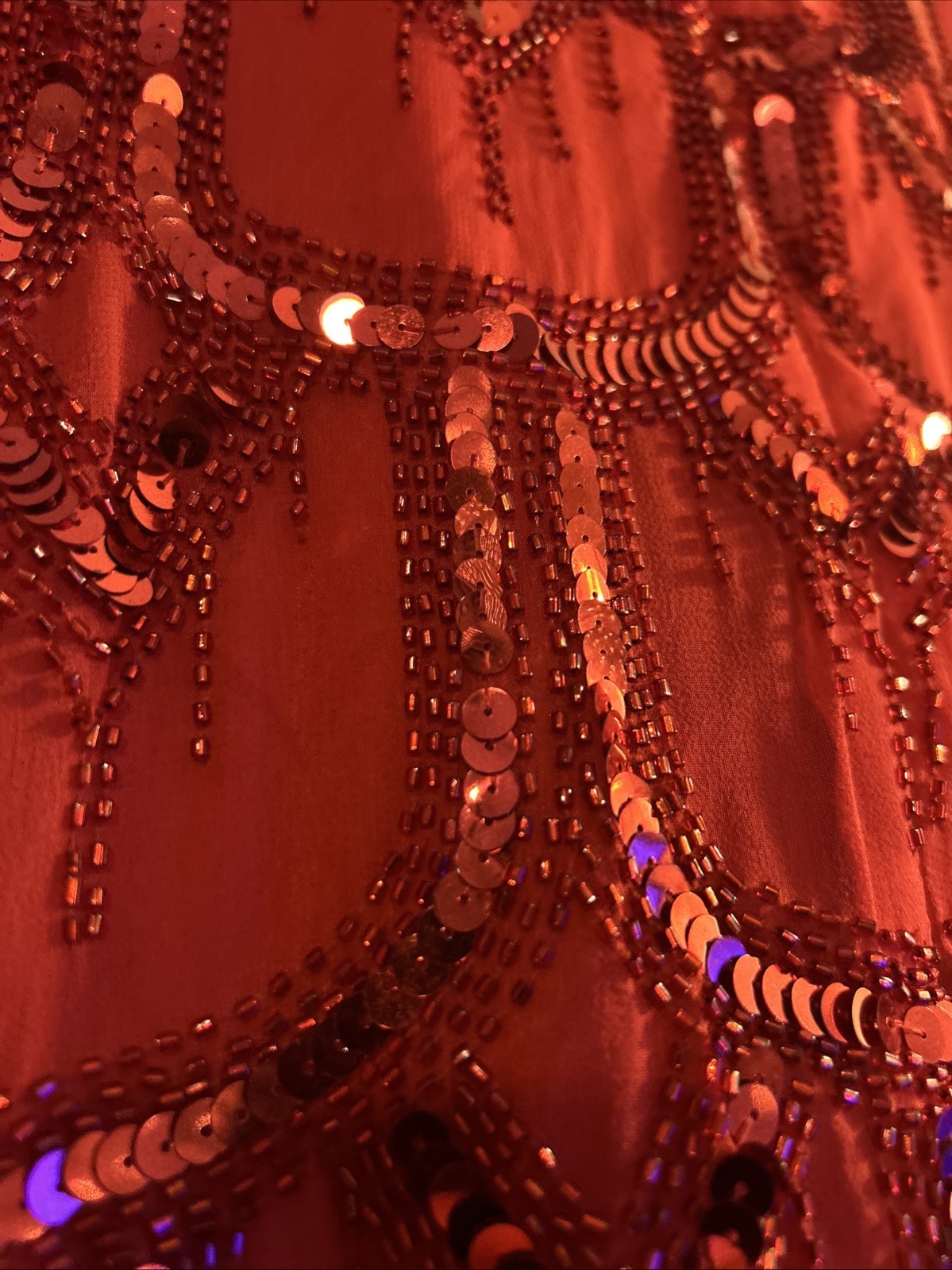 Vintage Niteline Silk Red Blouse Beaded Sequin Medium Christmas Holiday Party