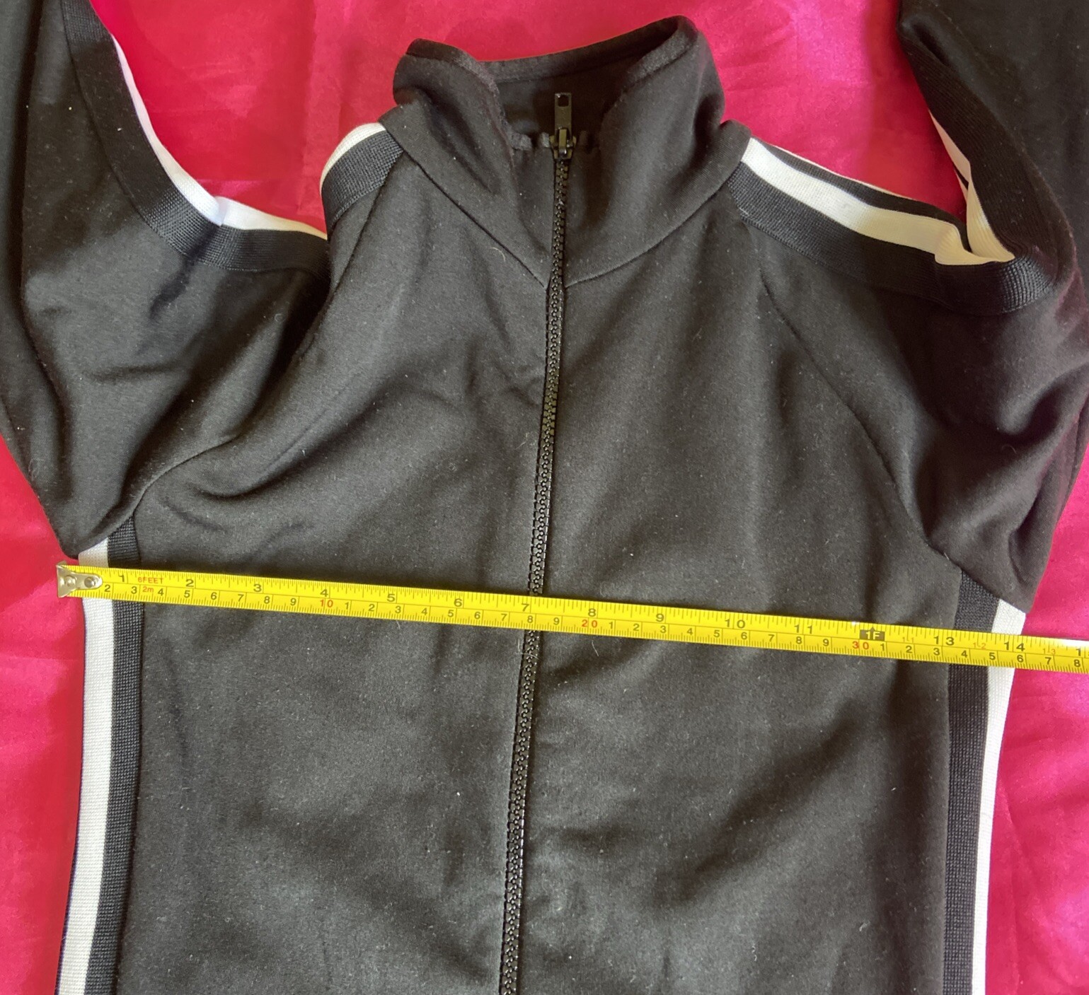 Vintage VS Sport Black Polyester/Spandex Full-Body Zipper Tracksuit w/ Stripes