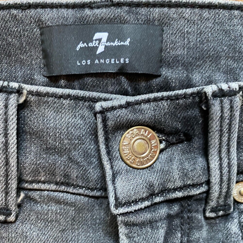 7 for all Mankind high waist distressed grey stretch skinny jeans
